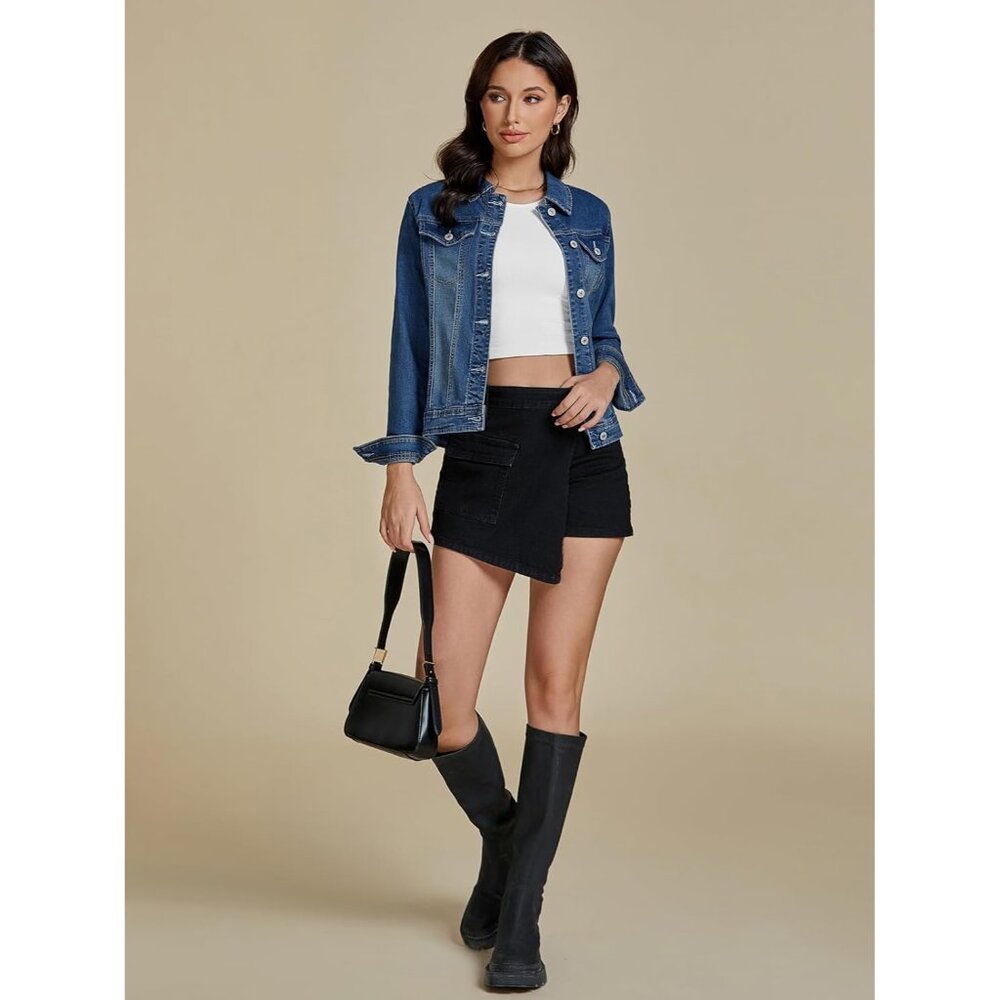 Women's Basic Button Down Stretch Fitted Long Sle… - image 7